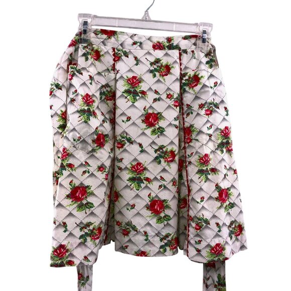 No brand / Not sure Other - Vintage Handmade Rose Half Apron Floral Kitchen Cooking Used